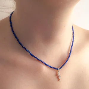 Sterling Silver Lapis Lazuli & Seahorse Charm Necklace