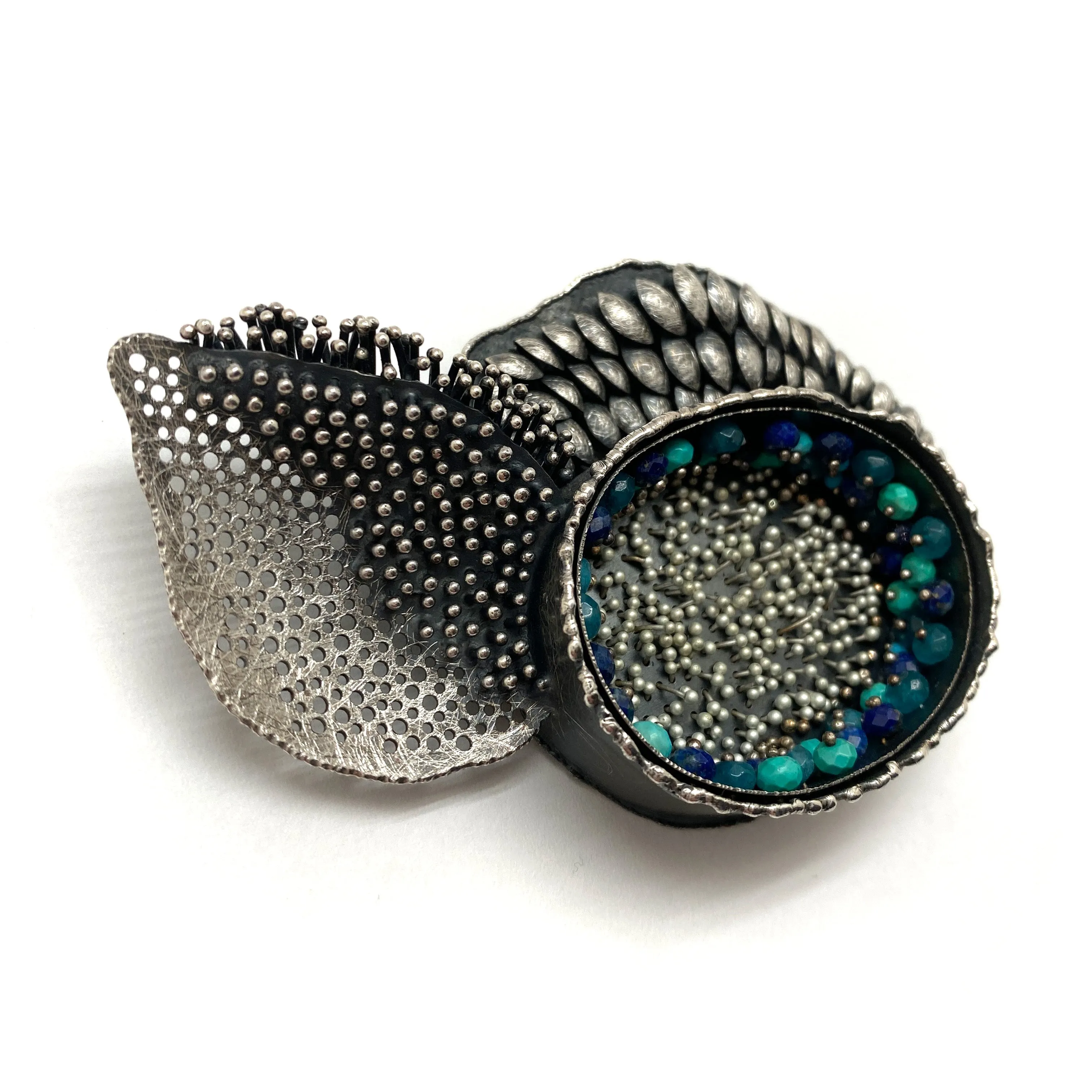 Sterling Silver Multi-Bead Wing Brooch