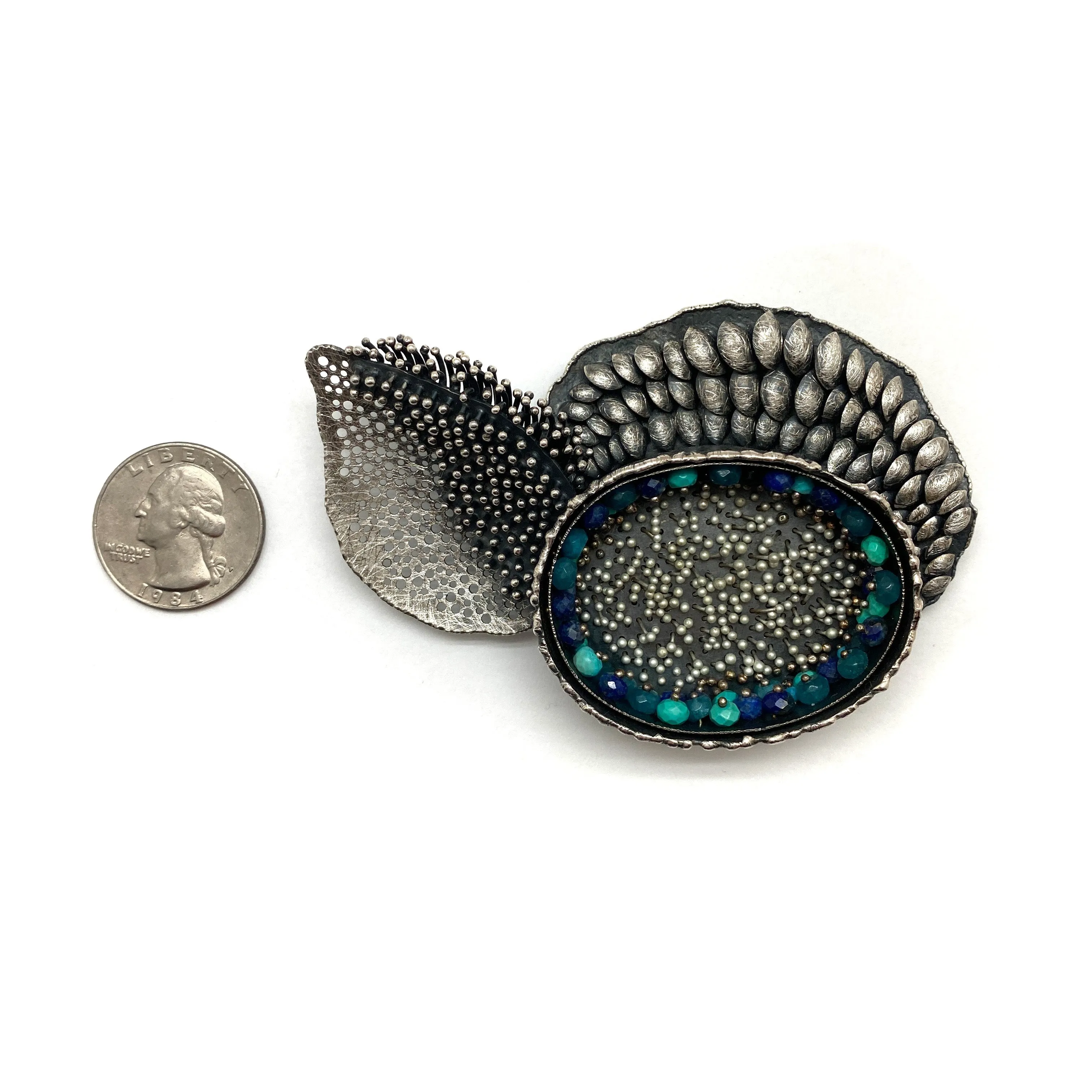 Sterling Silver Multi-Bead Wing Brooch