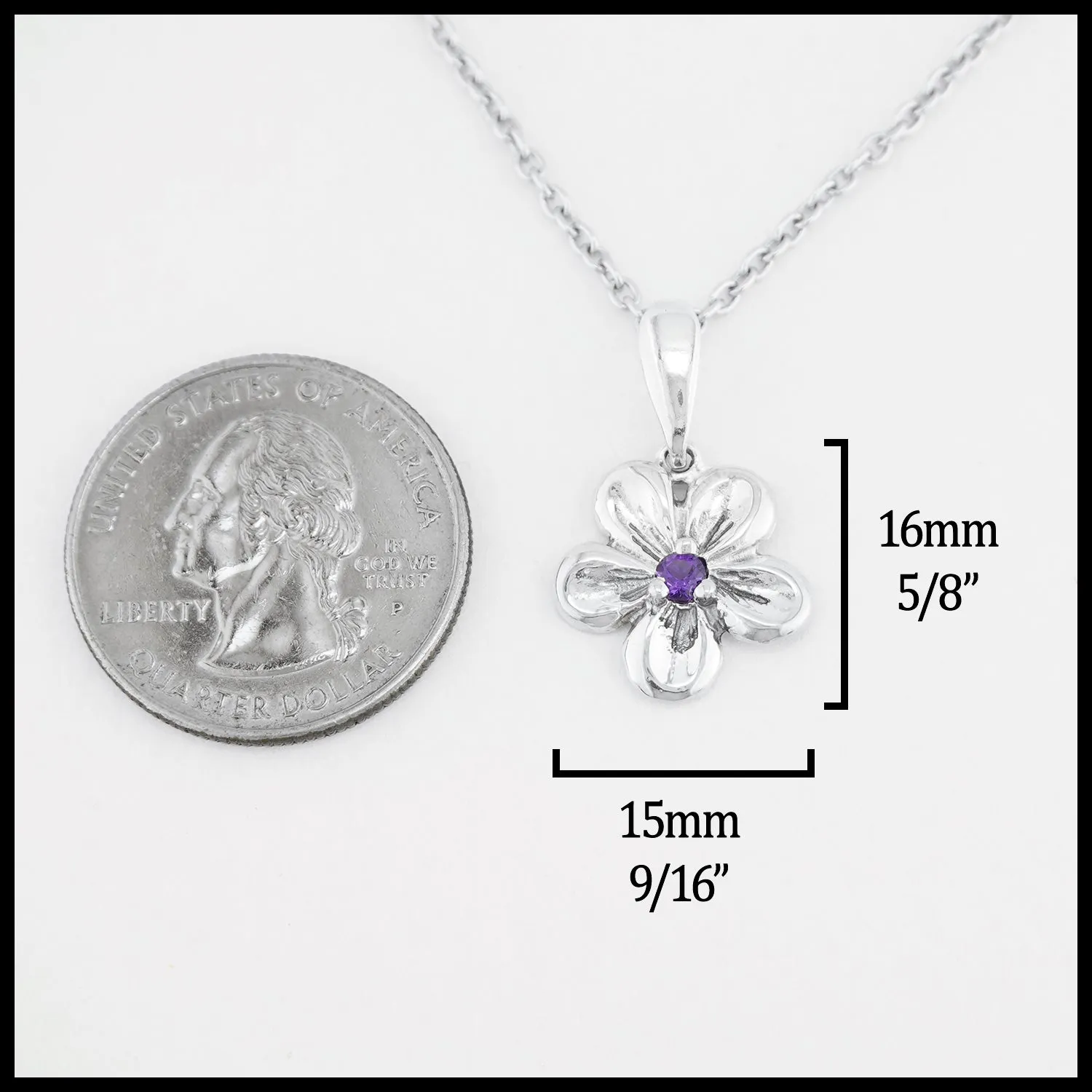 Sterling Silver Pansy Amethyst Pendant