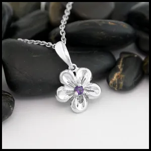 Sterling Silver Pansy Amethyst Pendant