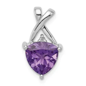 Sterling Silver Trillion Amethyst And White Topaz Pendant