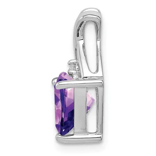 Sterling Silver Trillion Amethyst And White Topaz Pendant