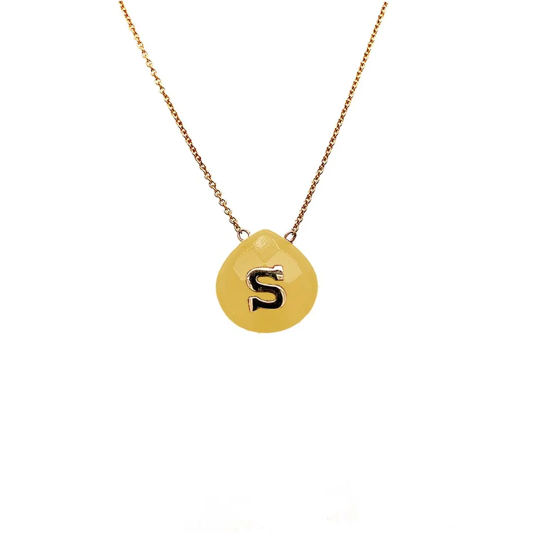 Stone With Gold Initial Necklace