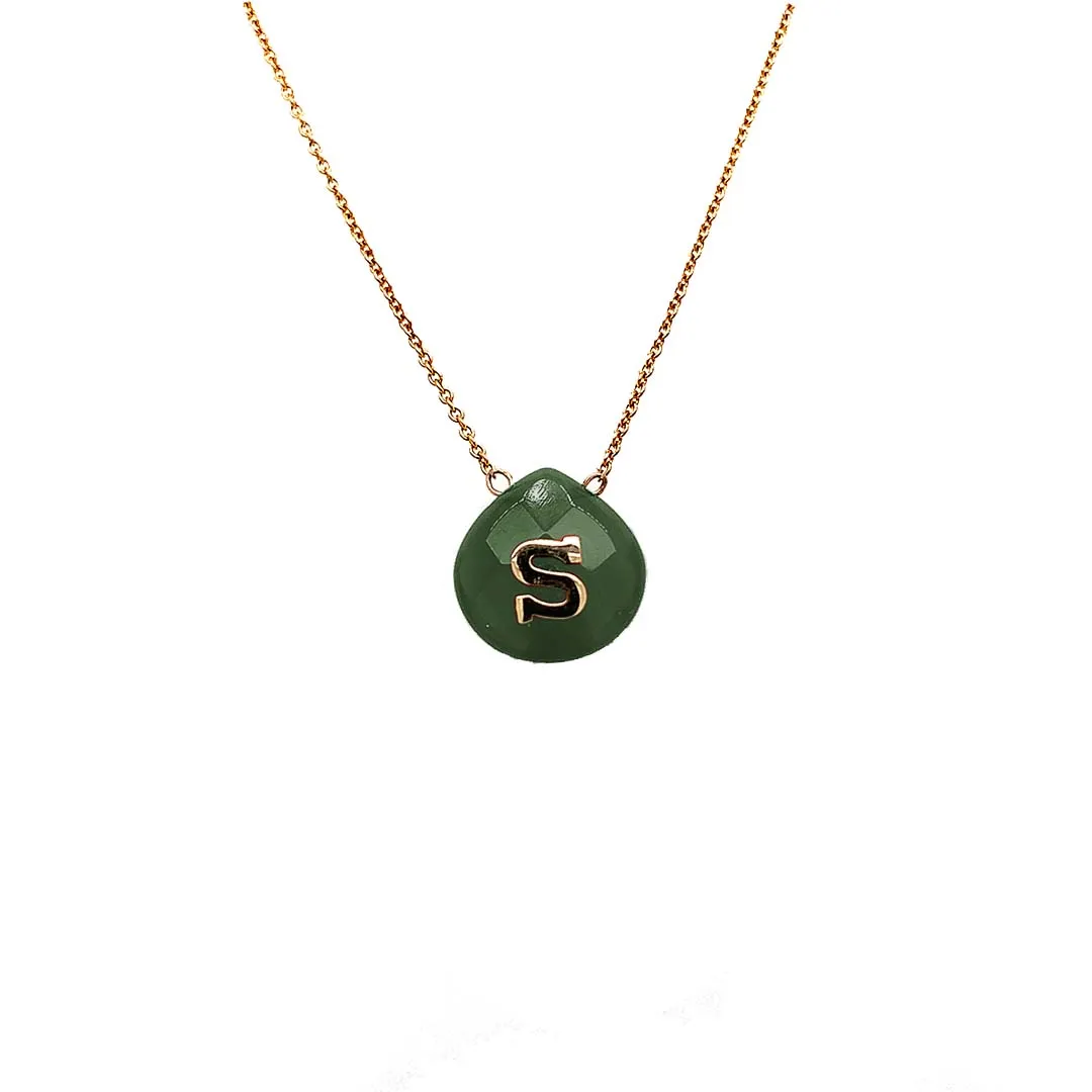 Stone With Gold Initial Necklace