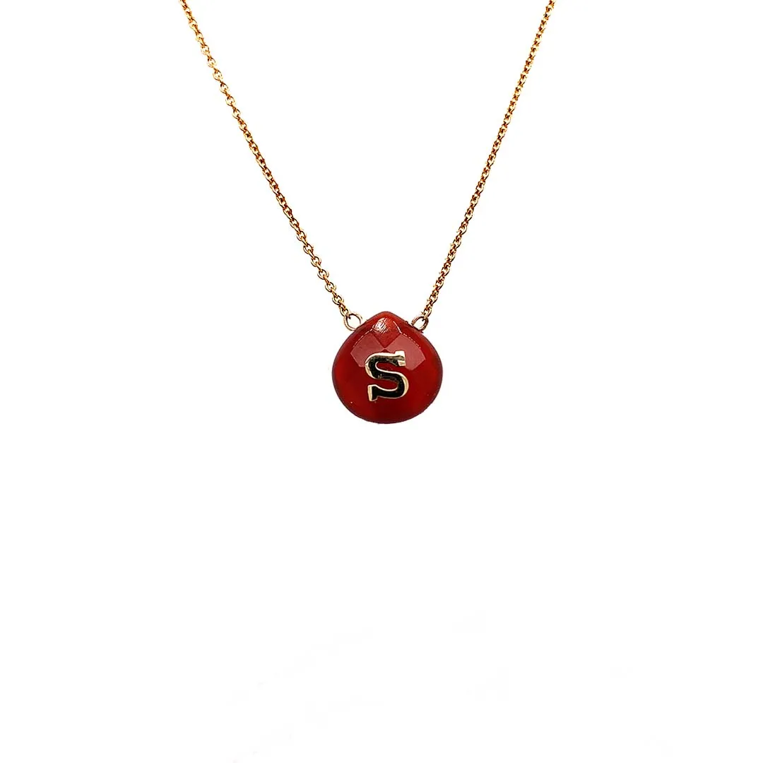 Stone With Gold Initial Necklace