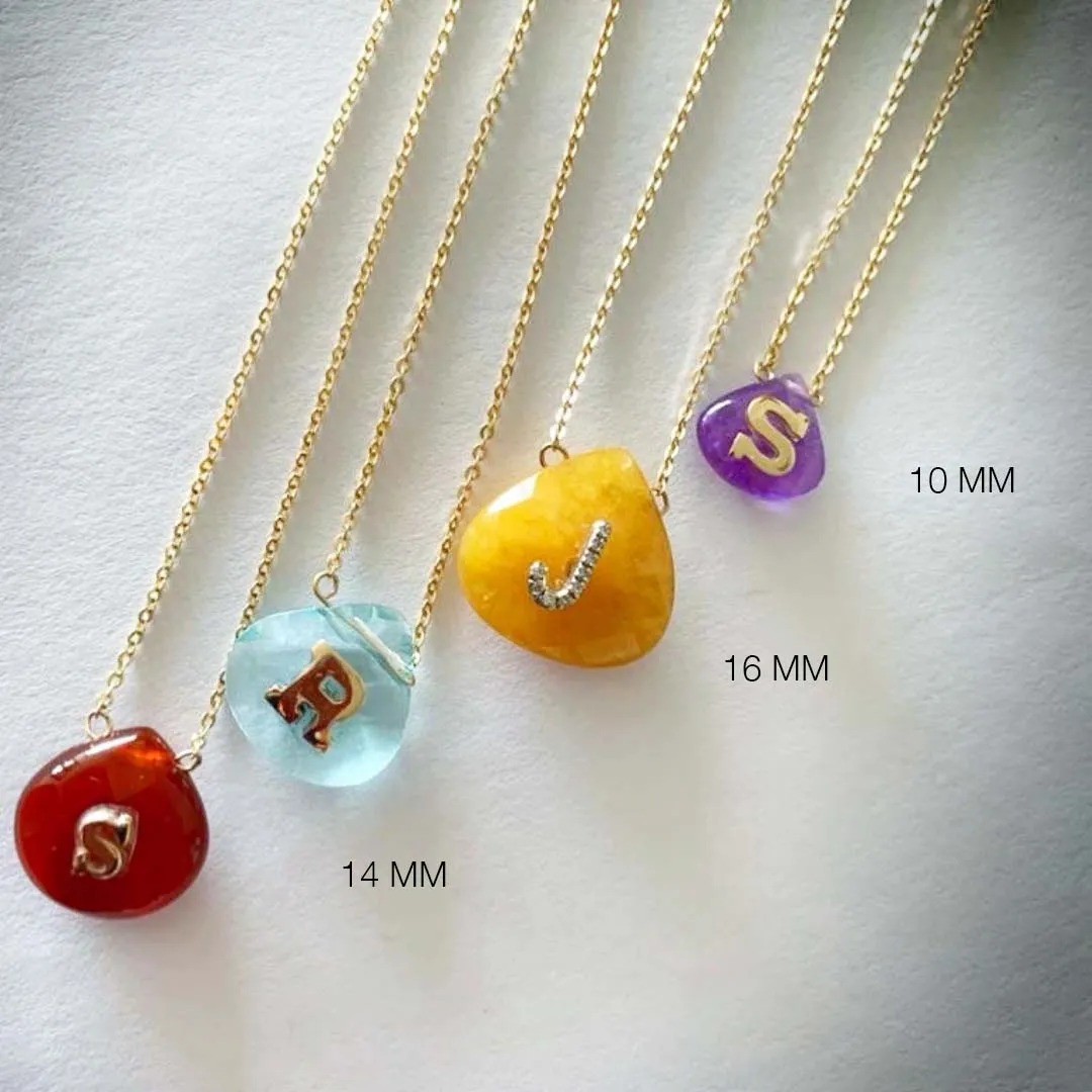 Stone With Gold Initial Necklace