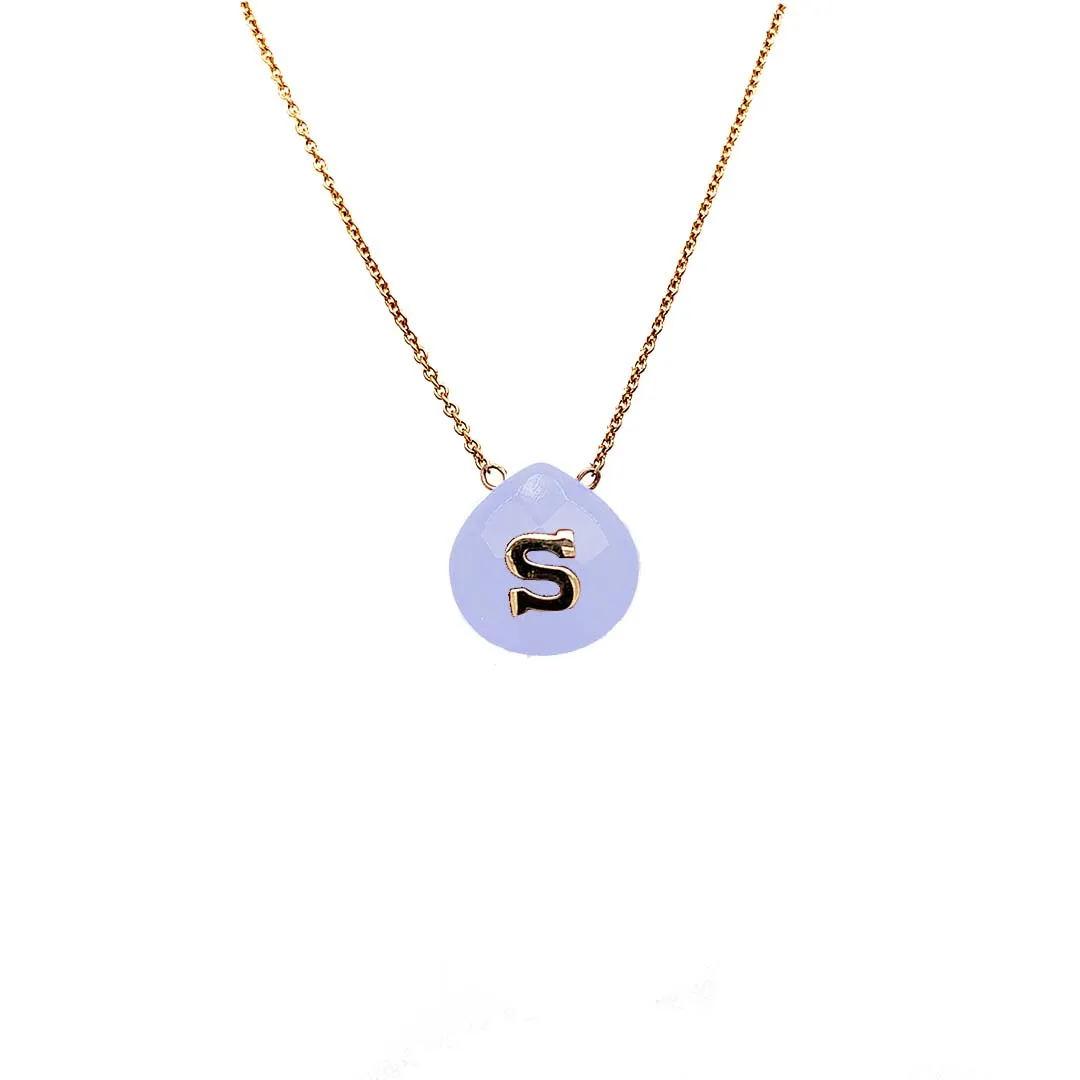 Stone With Gold Initial Necklace