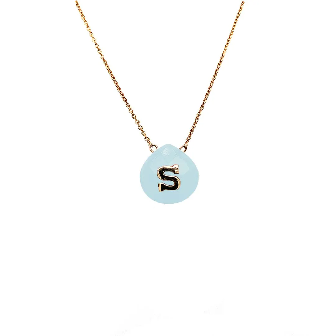 Stone With Gold Initial Necklace