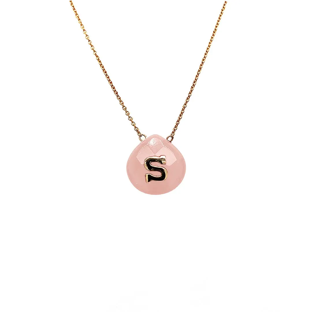Stone With Gold Initial Necklace