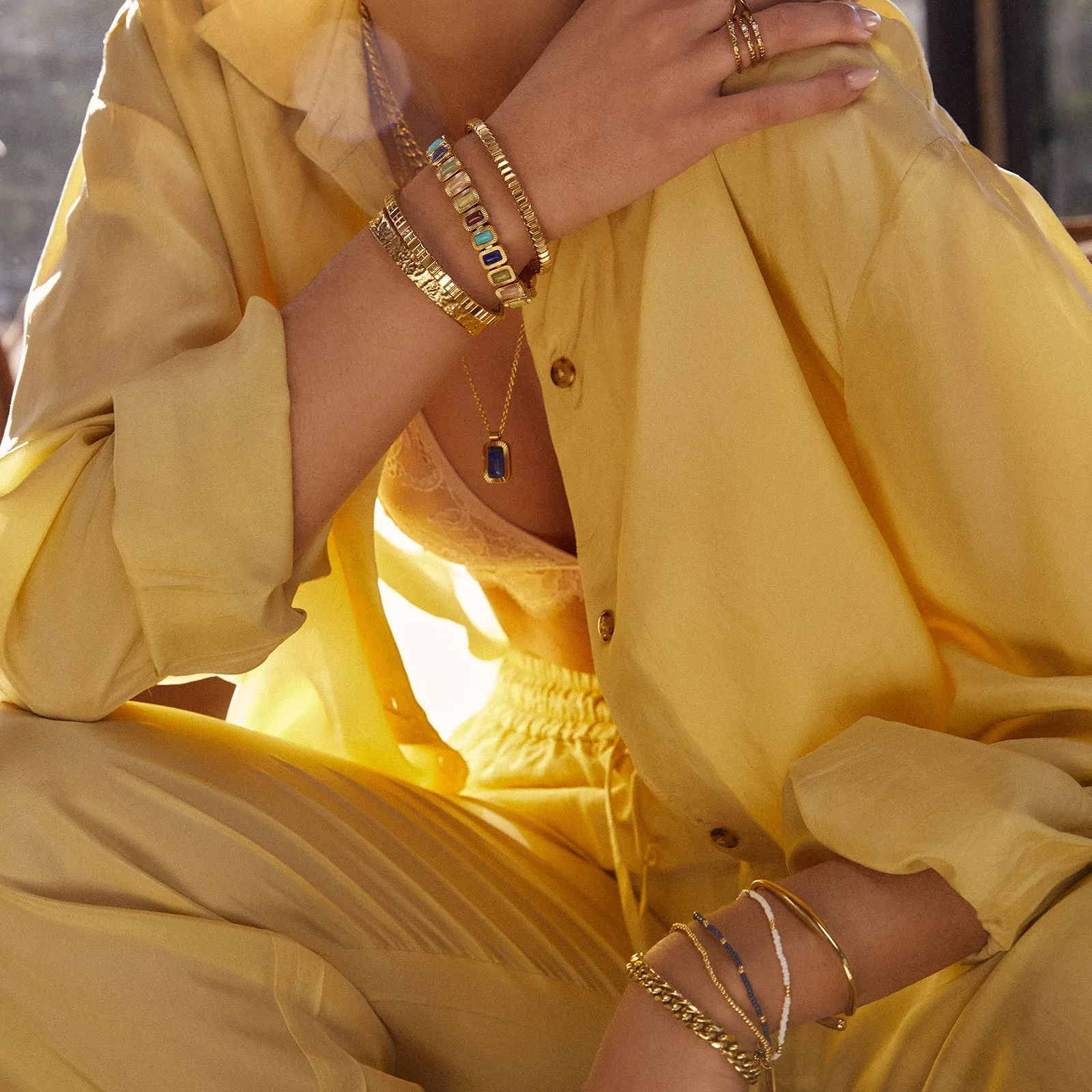 Teo Gold Necklace - Lapis