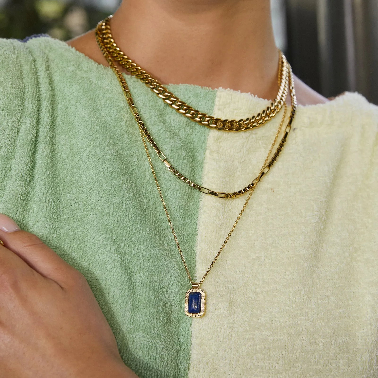Teo Gold Necklace - Lapis