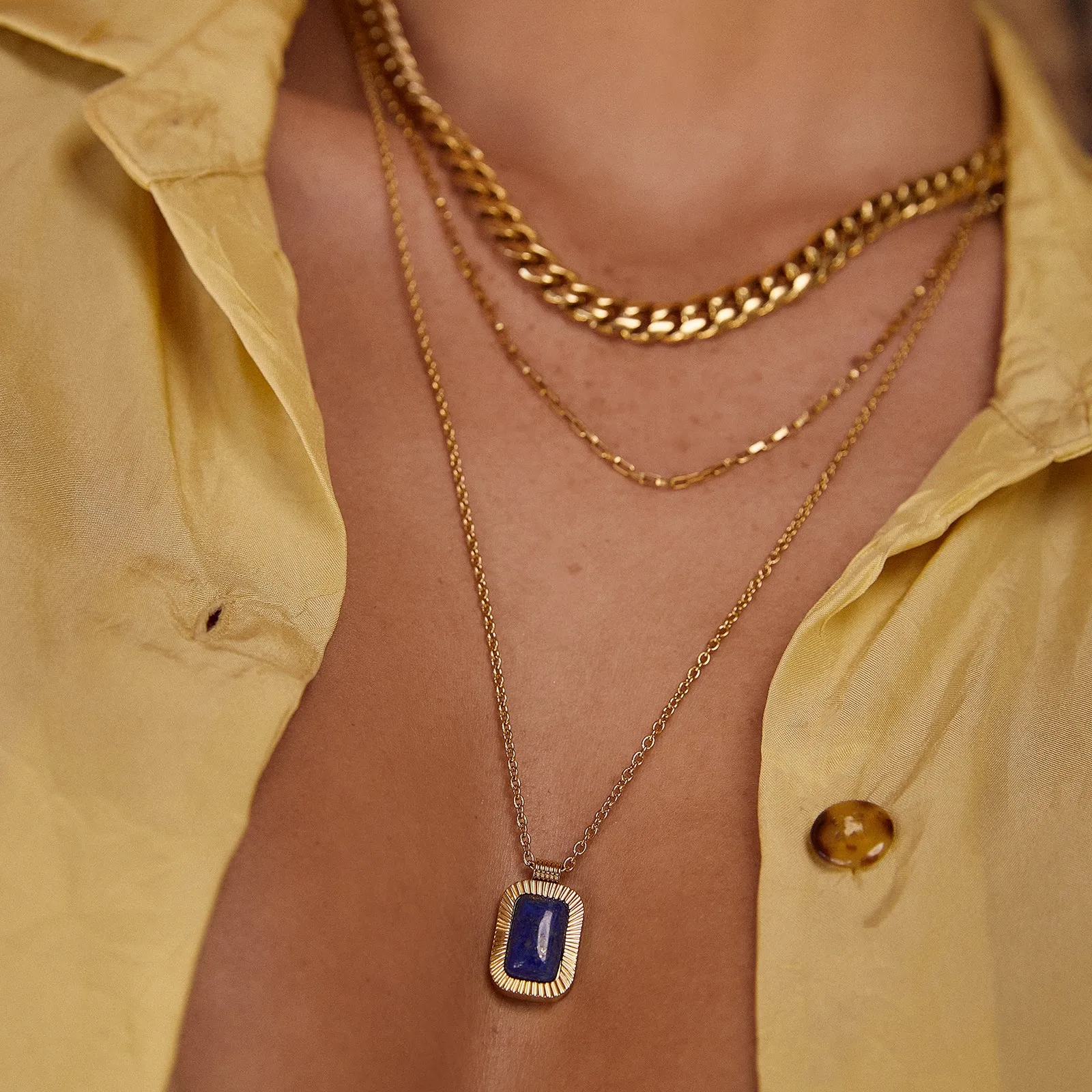 Teo Gold Necklace - Lapis