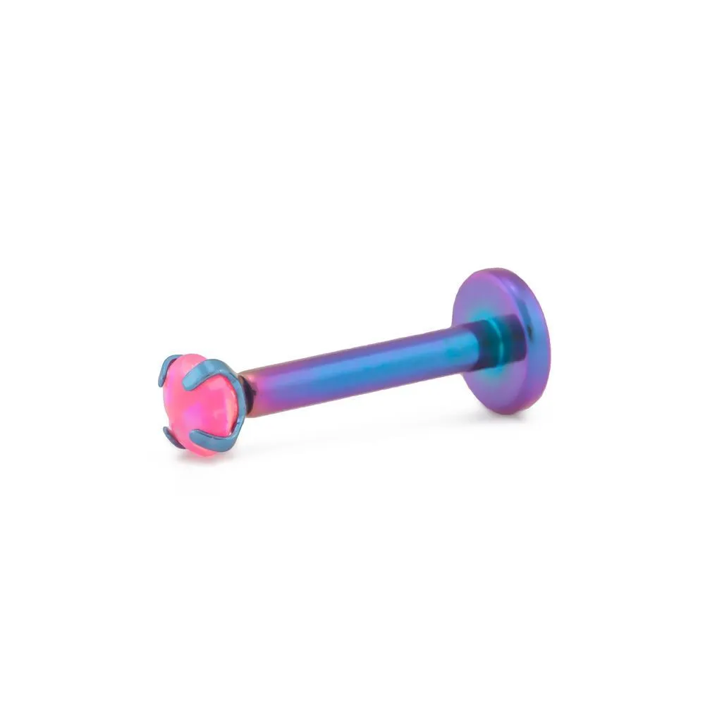 Tilum 18g-16g Internally Threaded Square Prong-Set 2.5mm Round Opal Top - Price Per 1
