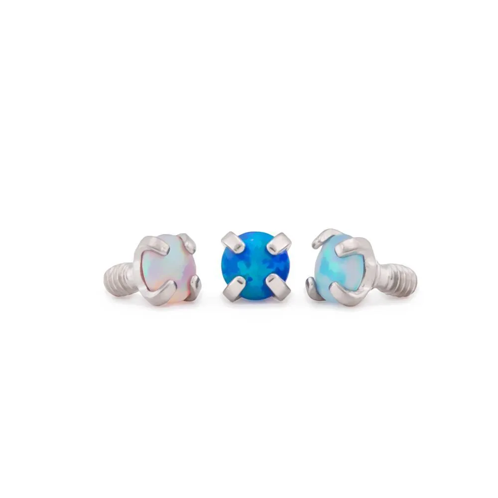 Tilum 18g-16g Internally Threaded Square Prong-Set 2.5mm Round Opal Top - Price Per 1