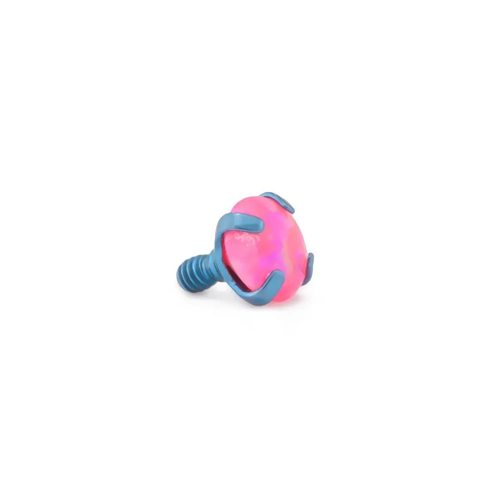 Tilum 18g-16g Internally Threaded Square Prong-Set 2.5mm Round Opal Top - Price Per 1