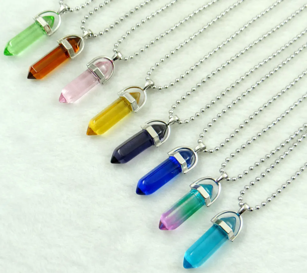 Titanium Crystal Chakra Pendant Necklace Gemstone Lucky Charm Necklace