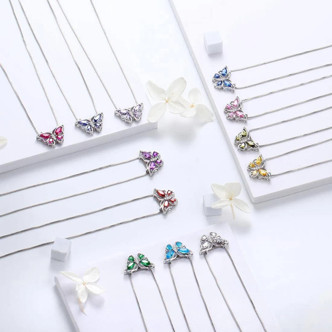 Tokyo Mart Butterfly Jewelry Set Birthstone March Aquamarine Women Girls Birthday Gift