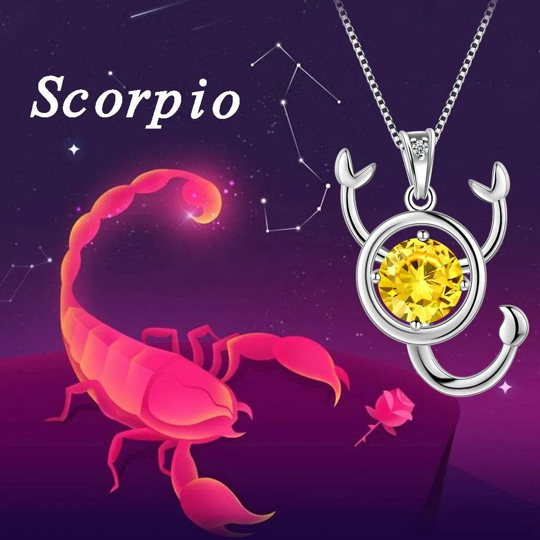Tokyo Mart Scorpio Zodiac Necklace November Birthstone Pendant Women Girls Jewelry Birthday Gift Women Girls Jewelry Birthday Gift