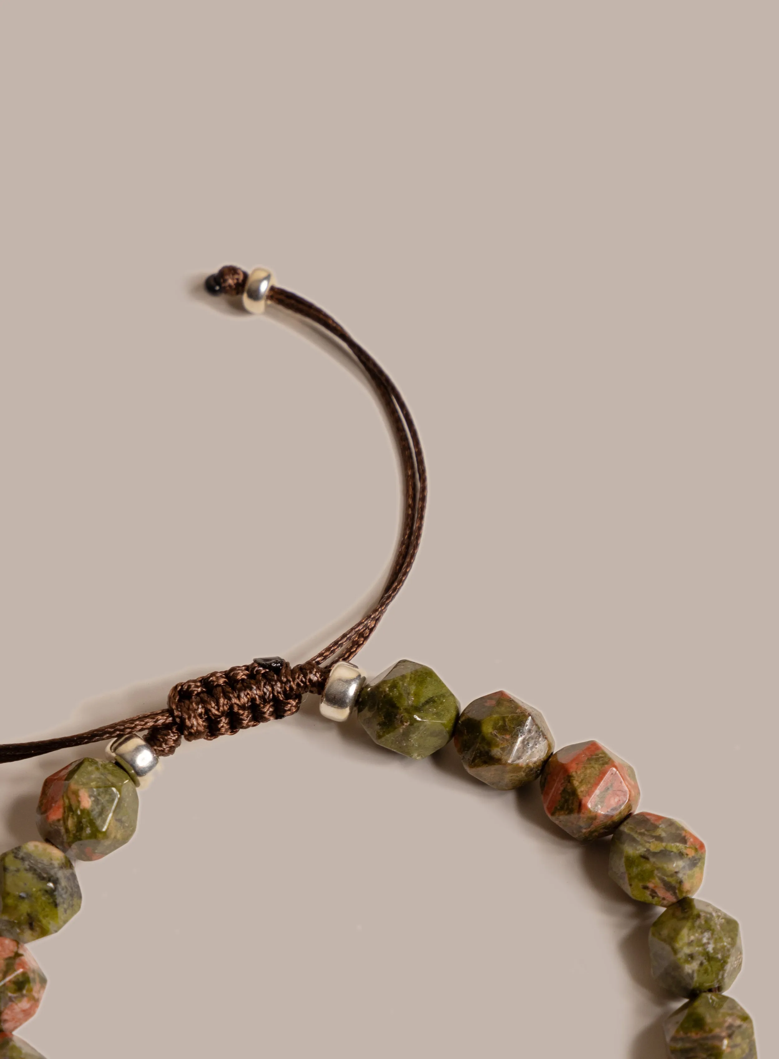 Unakite Gemstone Bead Bracelet for Men