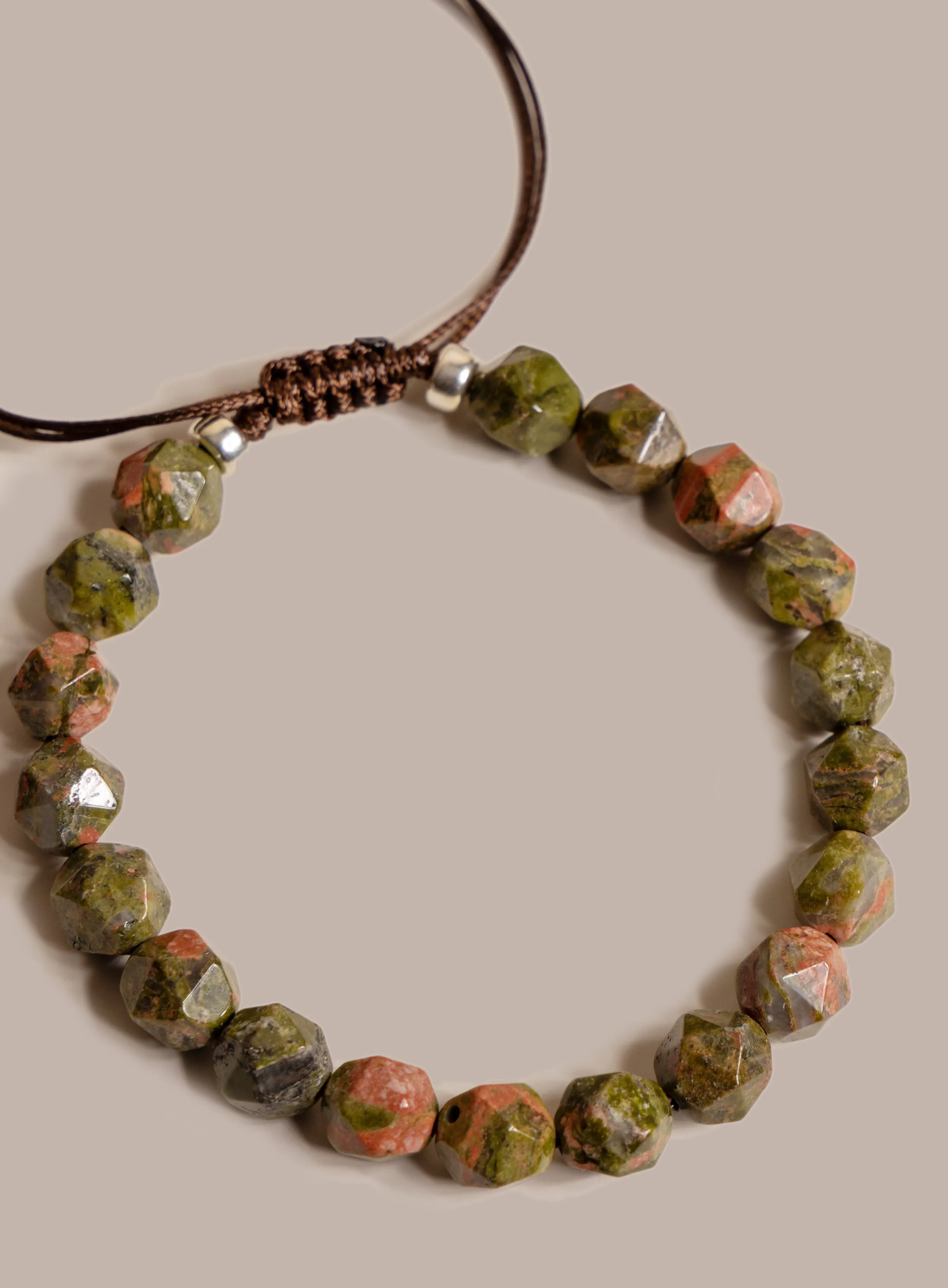 Unakite Gemstone Bead Bracelet for Men