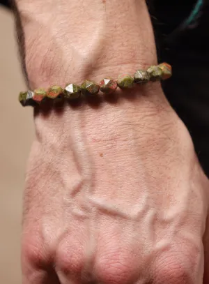 Unakite Gemstone Bead Bracelet for Men