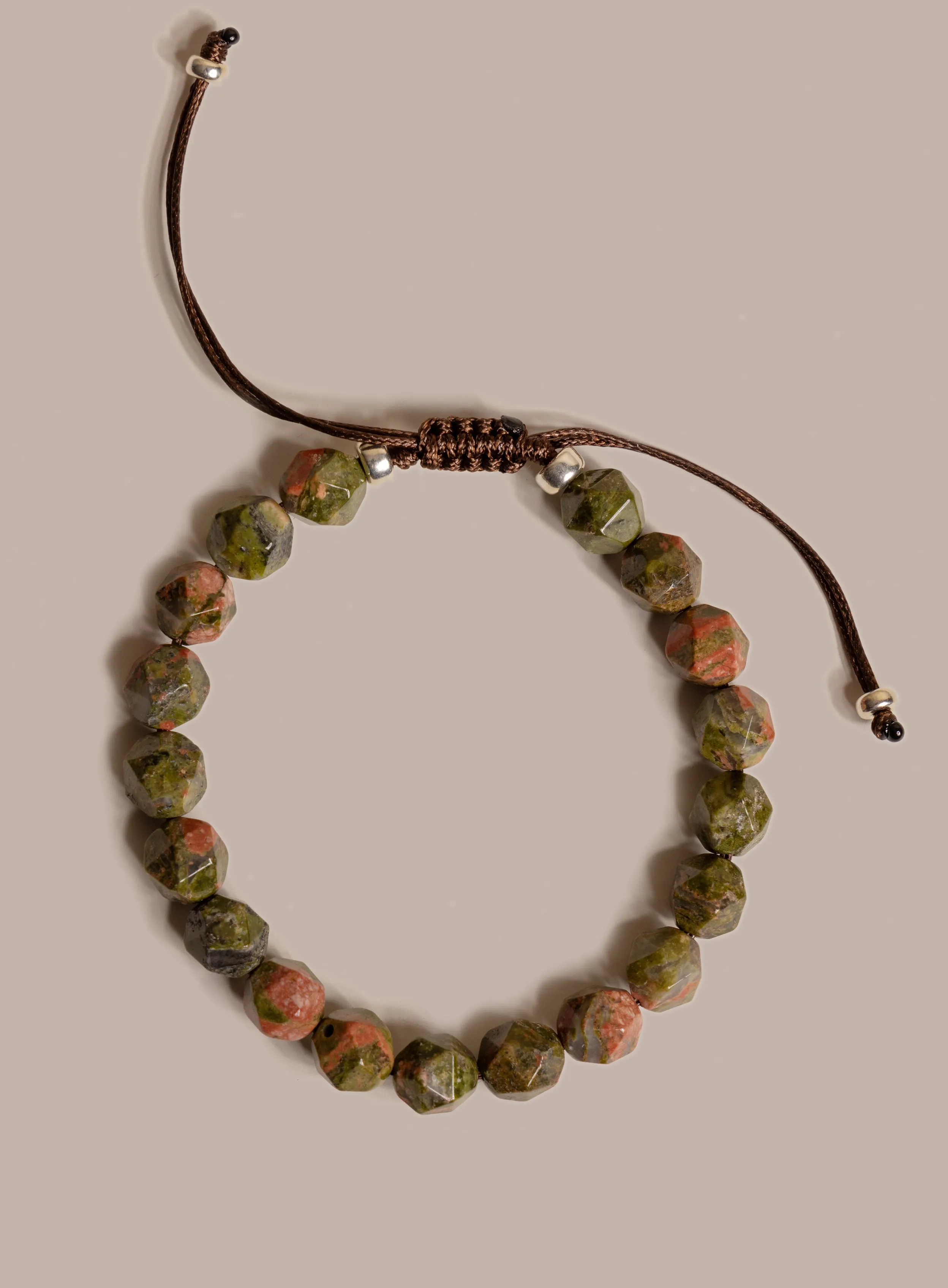 Unakite Gemstone Bead Bracelet for Men