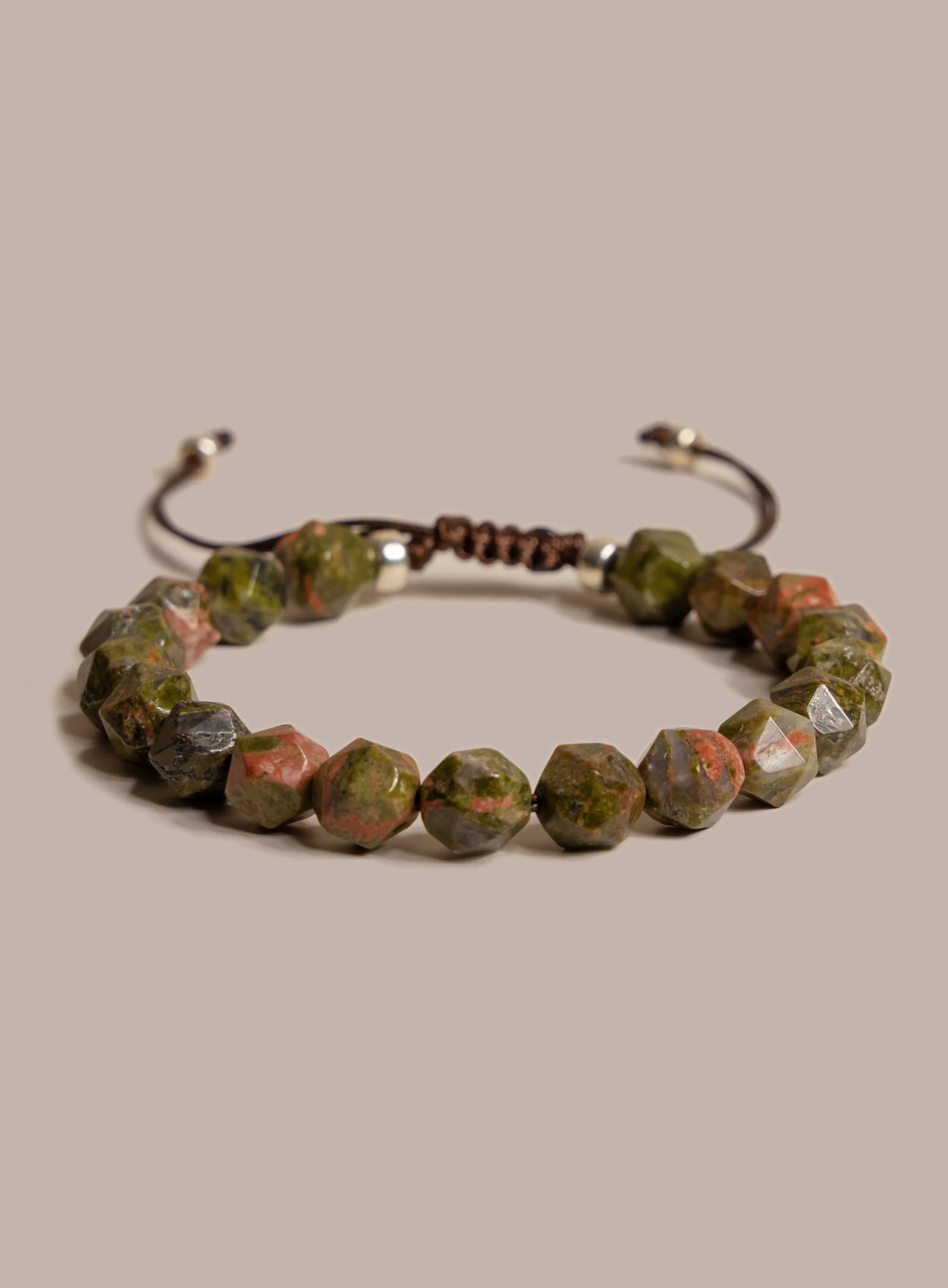 Unakite Gemstone Bead Bracelet for Men