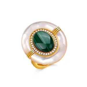 Vintage Design Natural Green Gemstones Ring