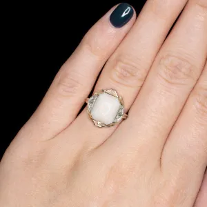 VINTAGE OPAL DIAMOND COCKTAIL RING 14k TRI TONE GOLD WHITE YELLOW ROSE ESTATE