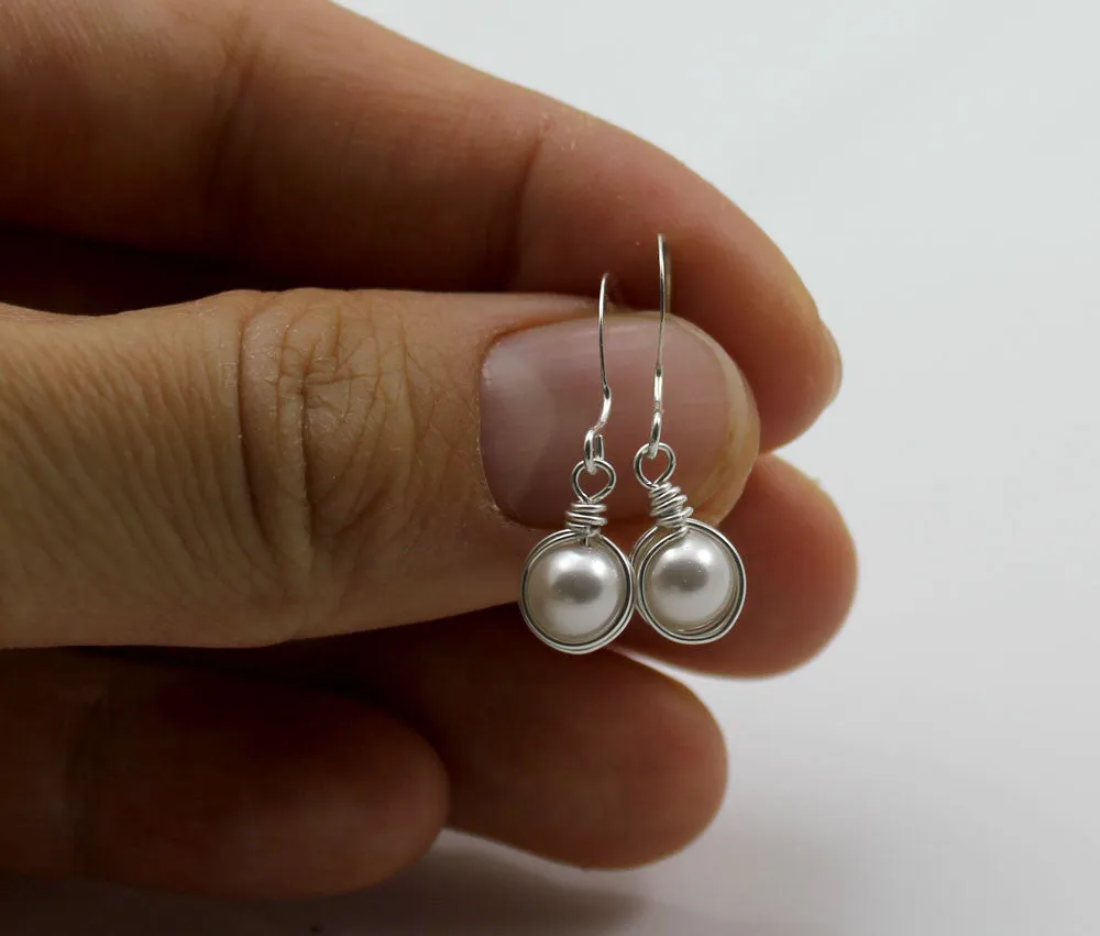 White Swarovski Pearl Earrings