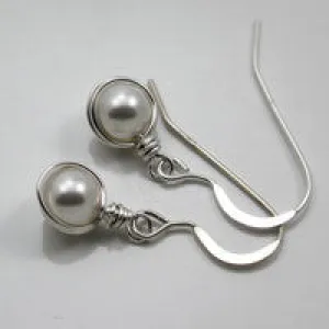 White Swarovski Pearl Earrings