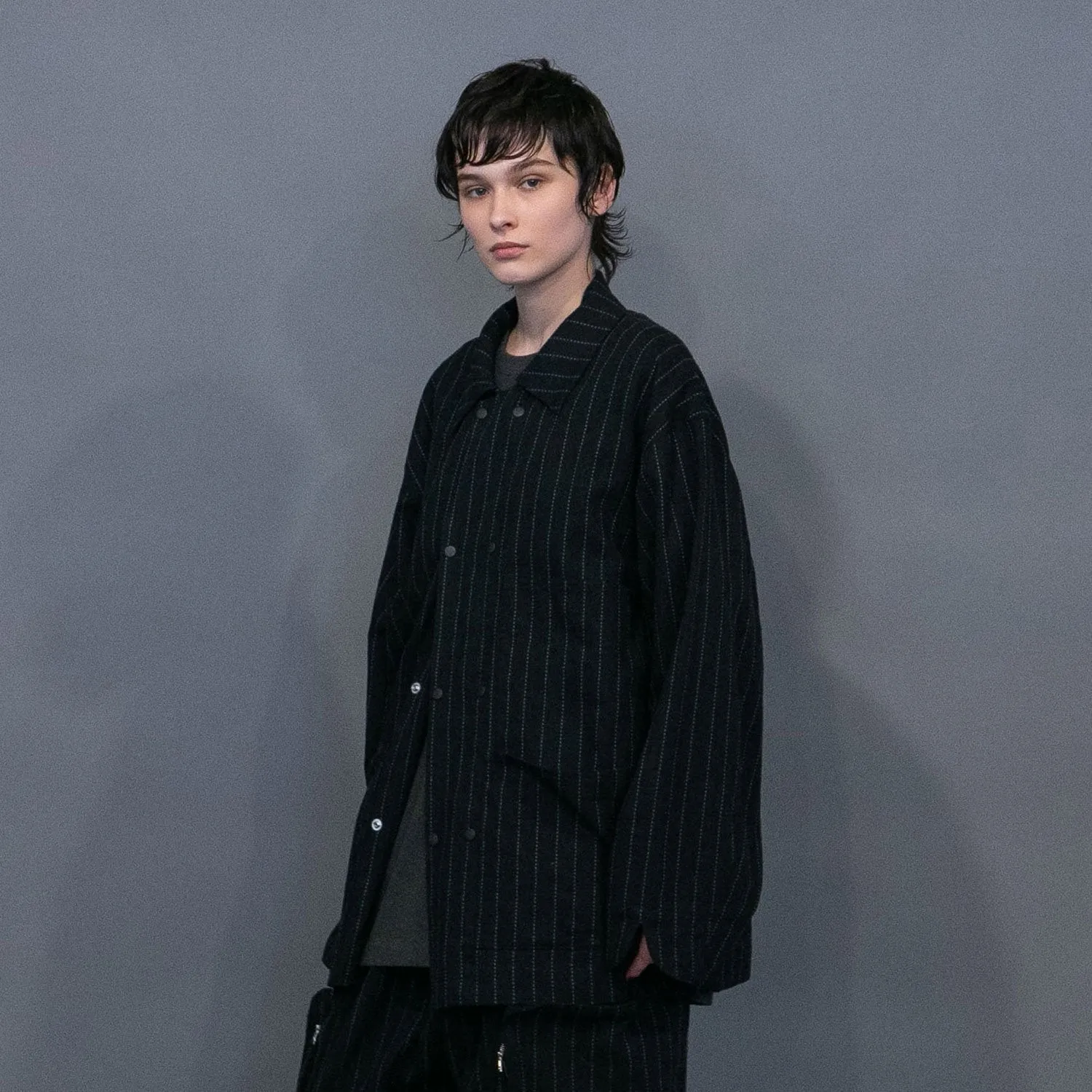 WM08-JK251081 DOBBYSTRIPE / HERRINGBONE COVERALL JACKET