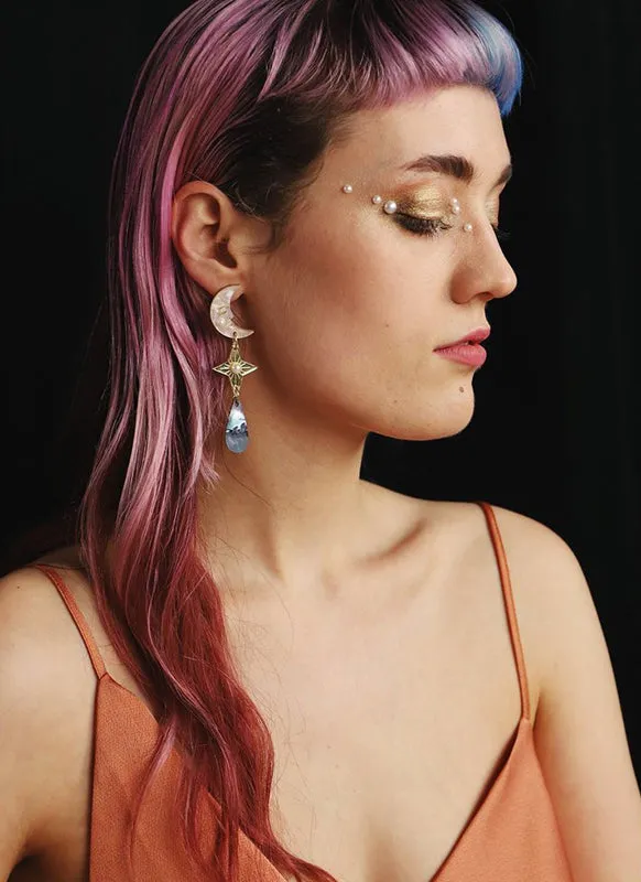 Wolf & Moon Celestial Earrings