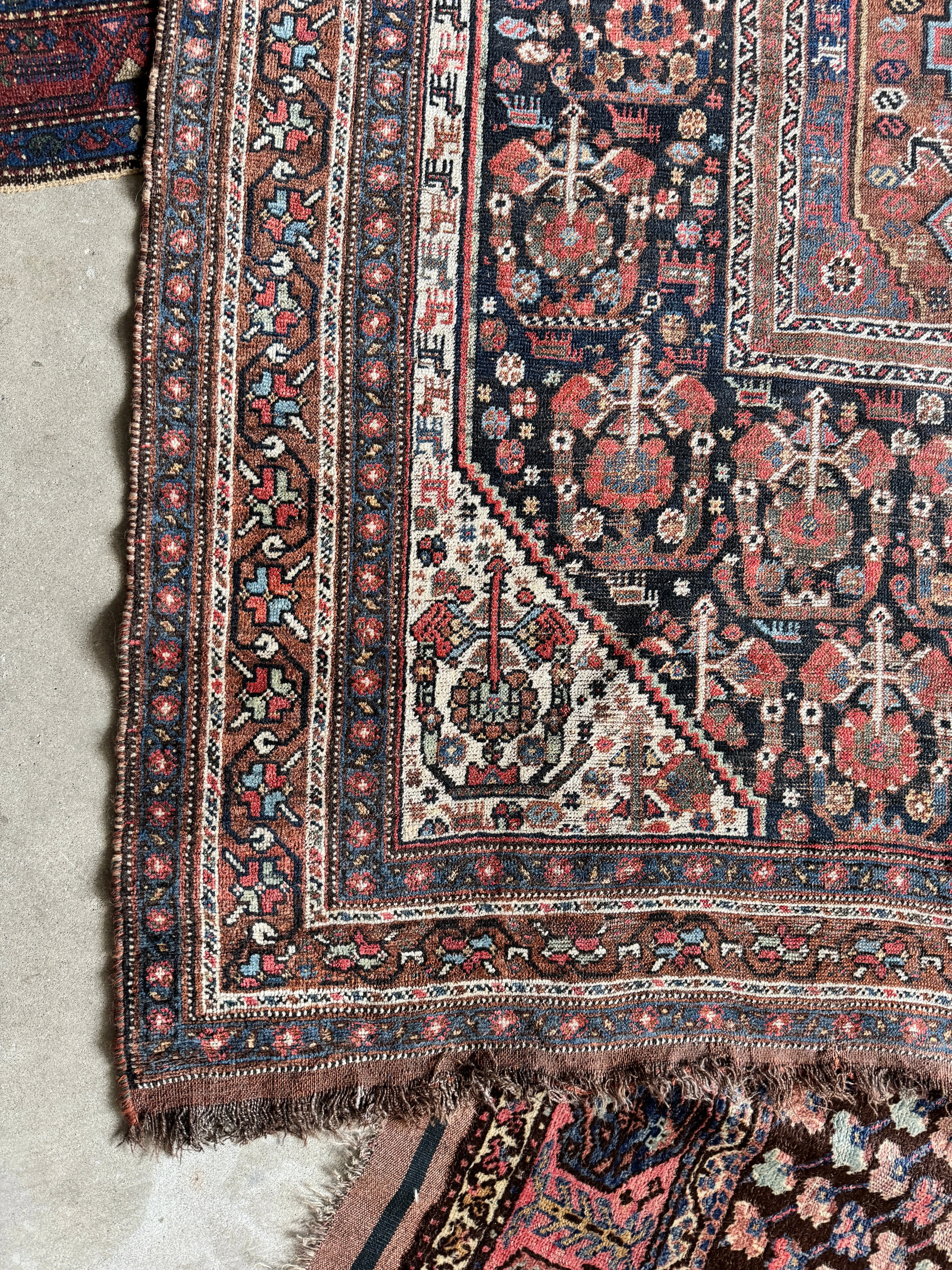 Worn Square Vintage Persian Tribal Wool Rug / 5'9 x 6'5 Persian Rug #3821