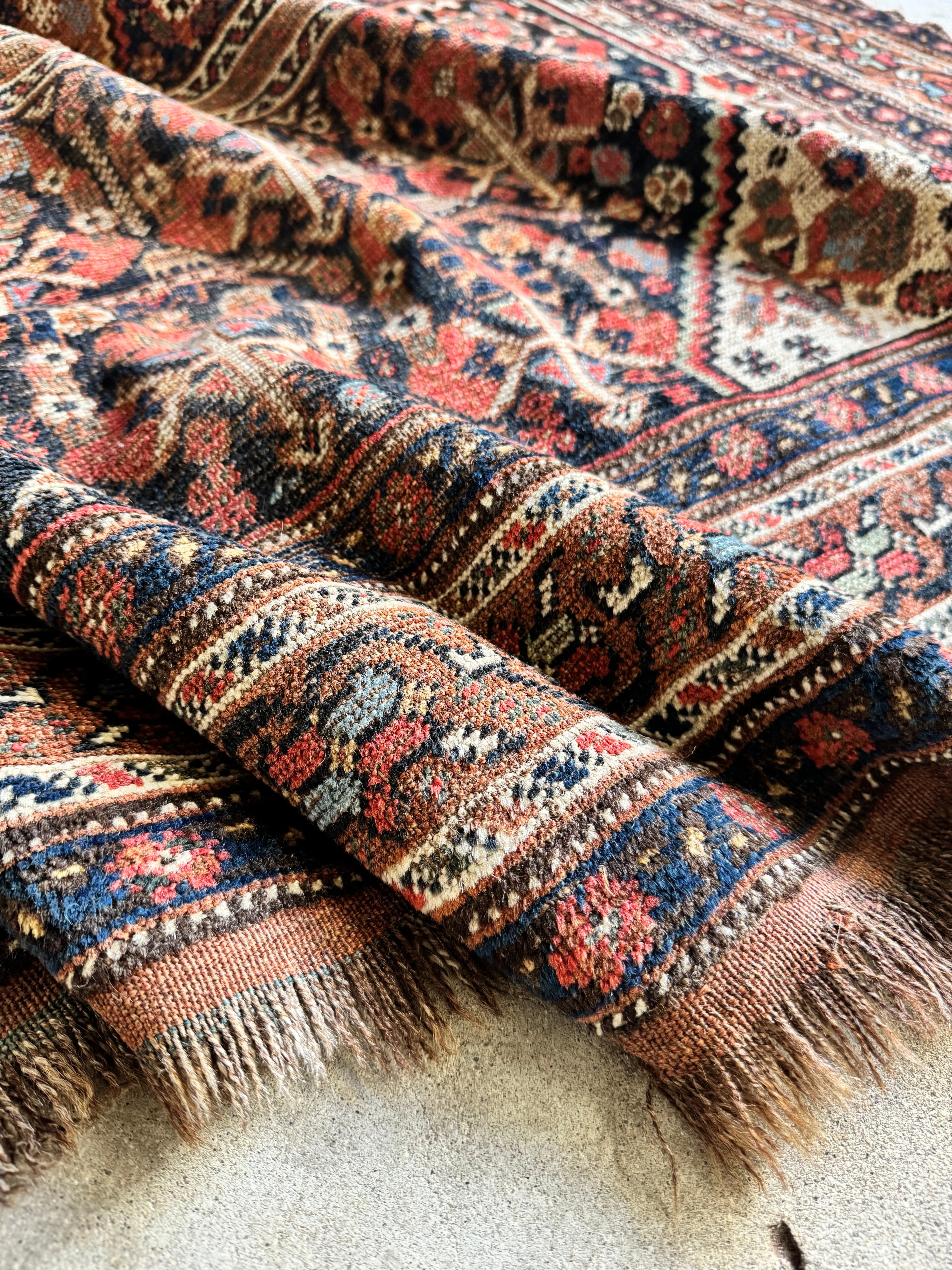 Worn Square Vintage Persian Tribal Wool Rug / 5'9 x 6'5 Persian Rug #3821