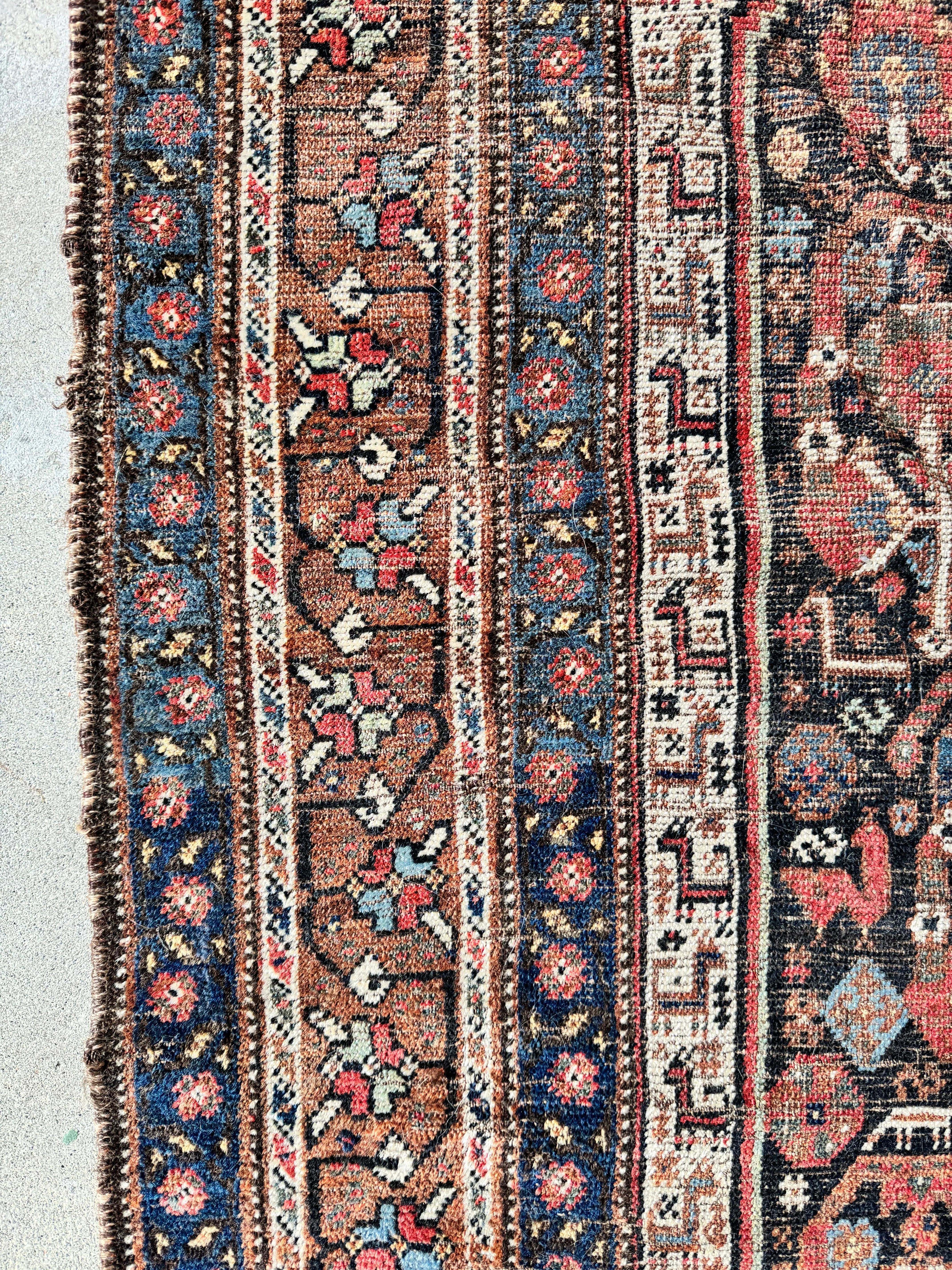 Worn Square Vintage Persian Tribal Wool Rug / 5'9 x 6'5 Persian Rug #3821