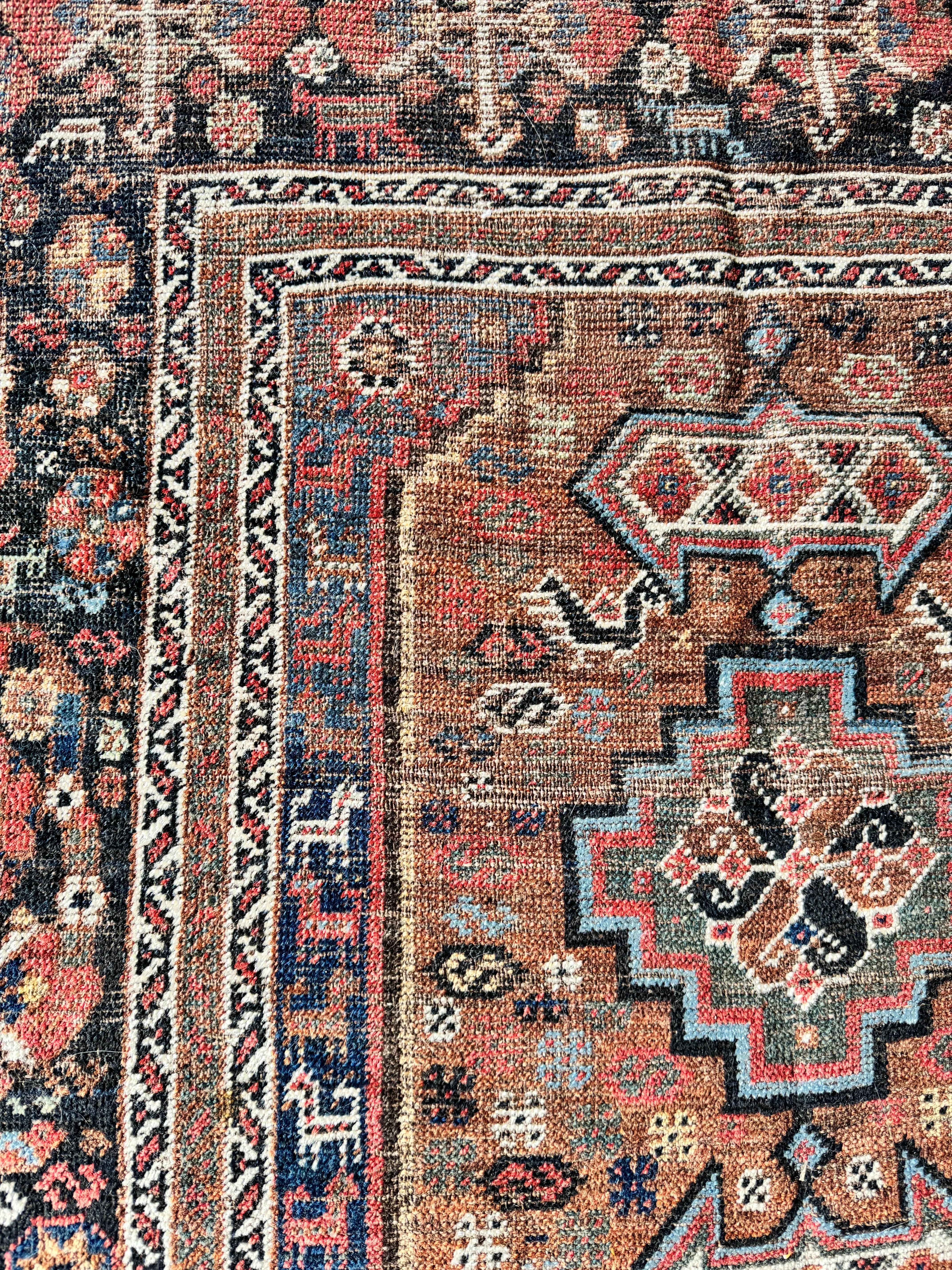 Worn Square Vintage Persian Tribal Wool Rug / 5'9 x 6'5 Persian Rug #3821