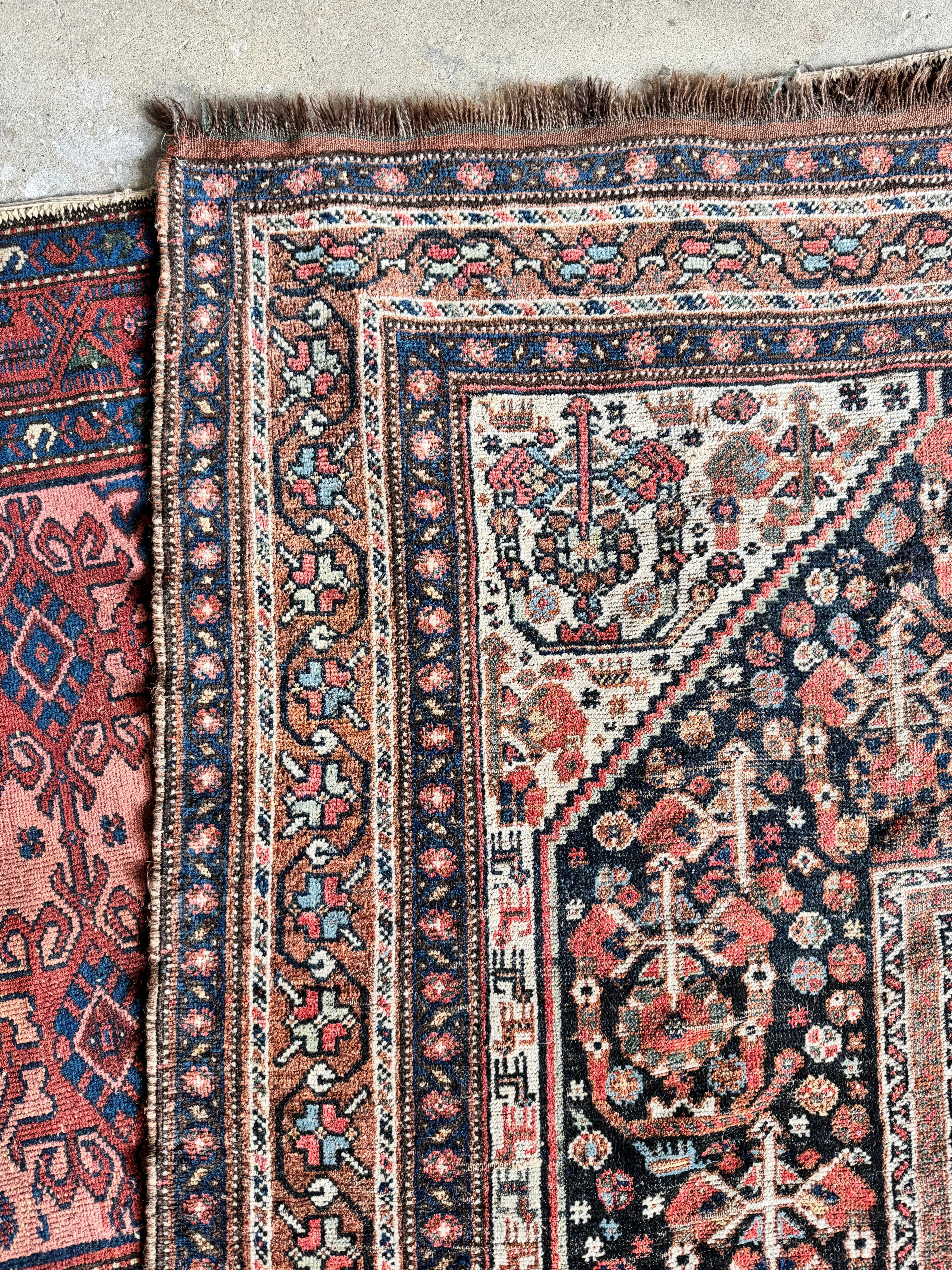 Worn Square Vintage Persian Tribal Wool Rug / 5'9 x 6'5 Persian Rug #3821