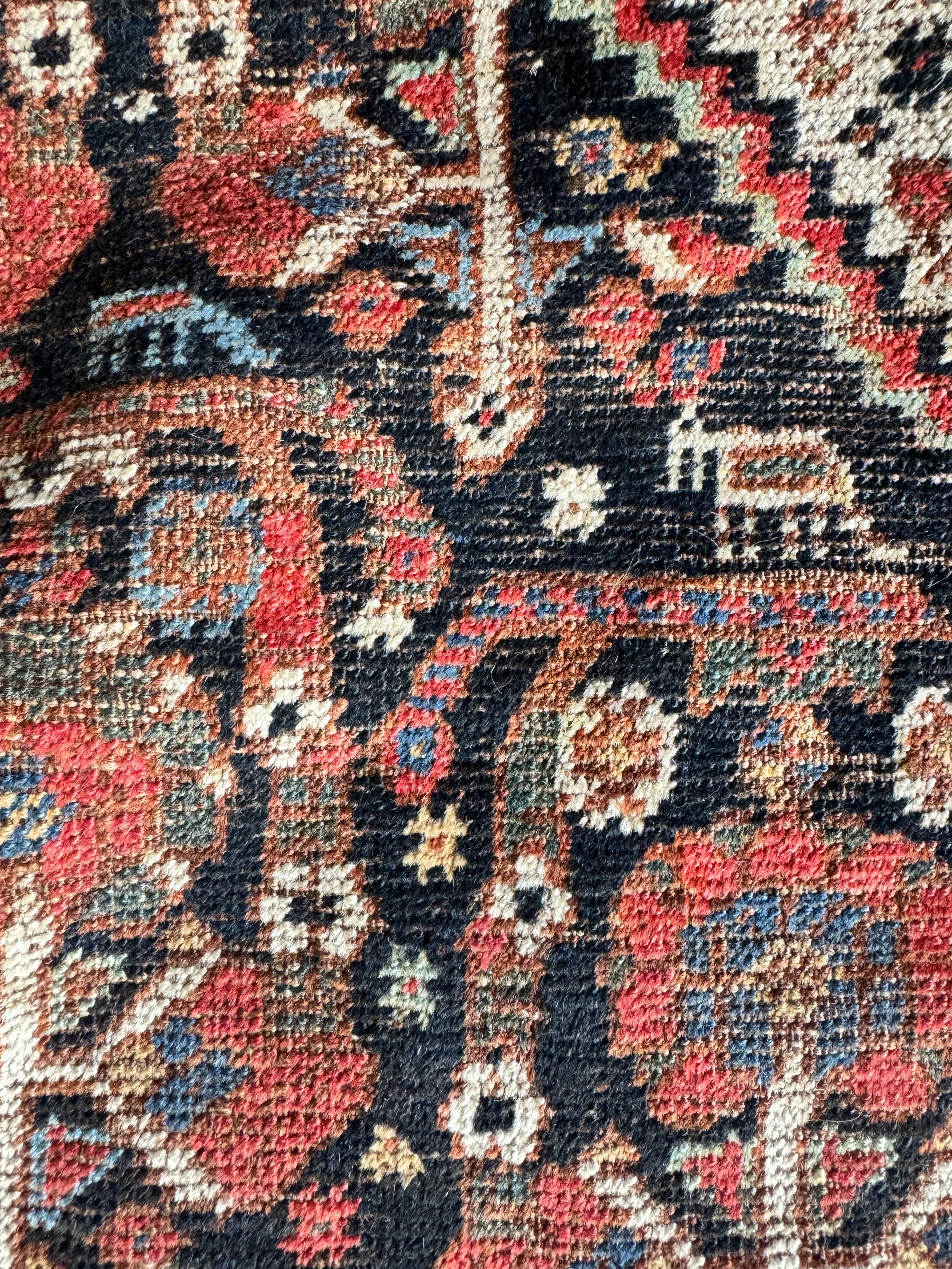 Worn Square Vintage Persian Tribal Wool Rug / 5'9 x 6'5 Persian Rug #3821