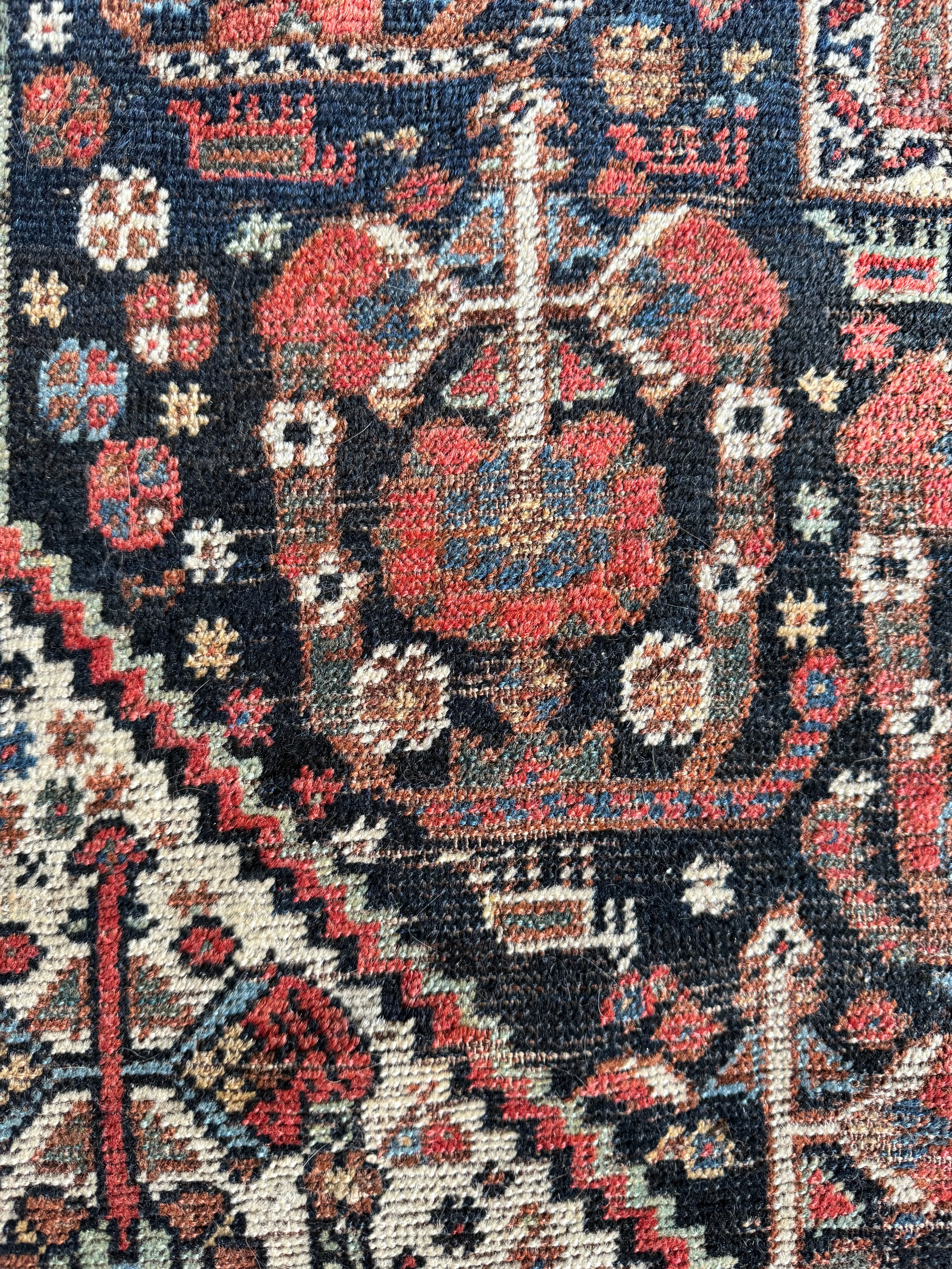 Worn Square Vintage Persian Tribal Wool Rug / 5'9 x 6'5 Persian Rug #3821