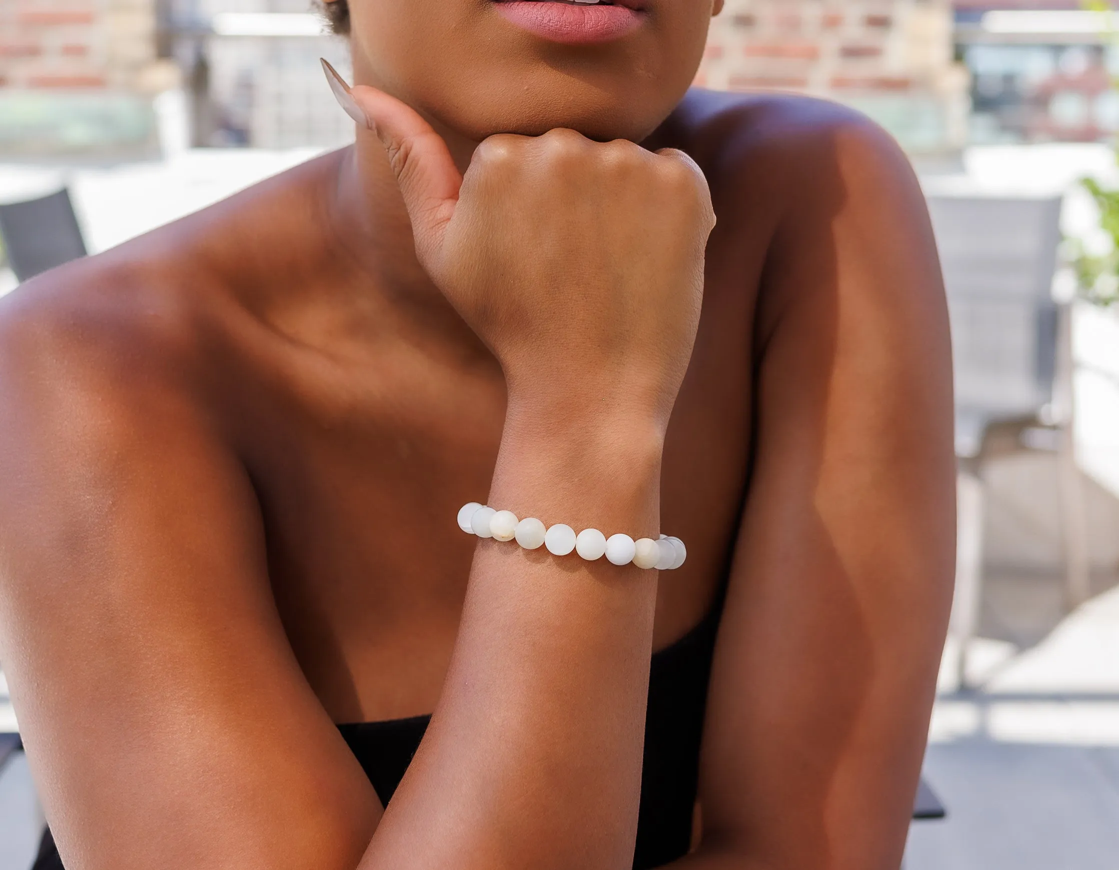 Yellow Calcite Matte Natural Gemstone Bracelet