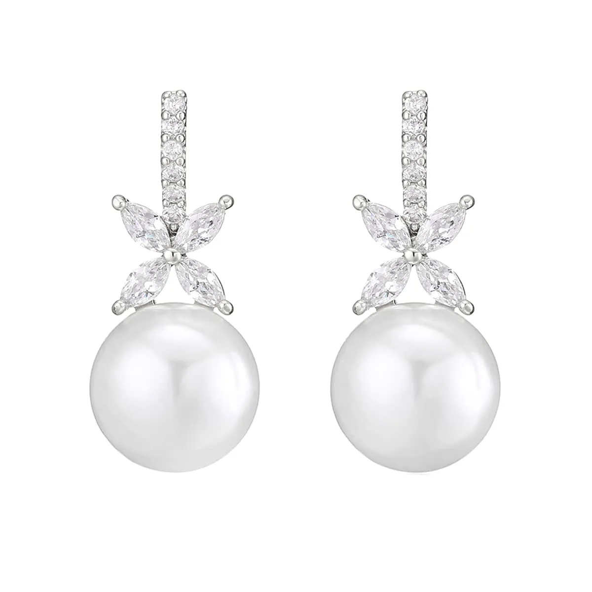 Yellow Chimes Earrings For Women Silver Toned Crystal Floral Designed Pearl Drop Earrings For Women and Girls