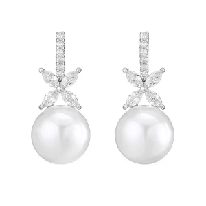 Yellow Chimes Earrings For Women Silver Toned Crystal Floral Designed Pearl Drop Earrings For Women and Girls
