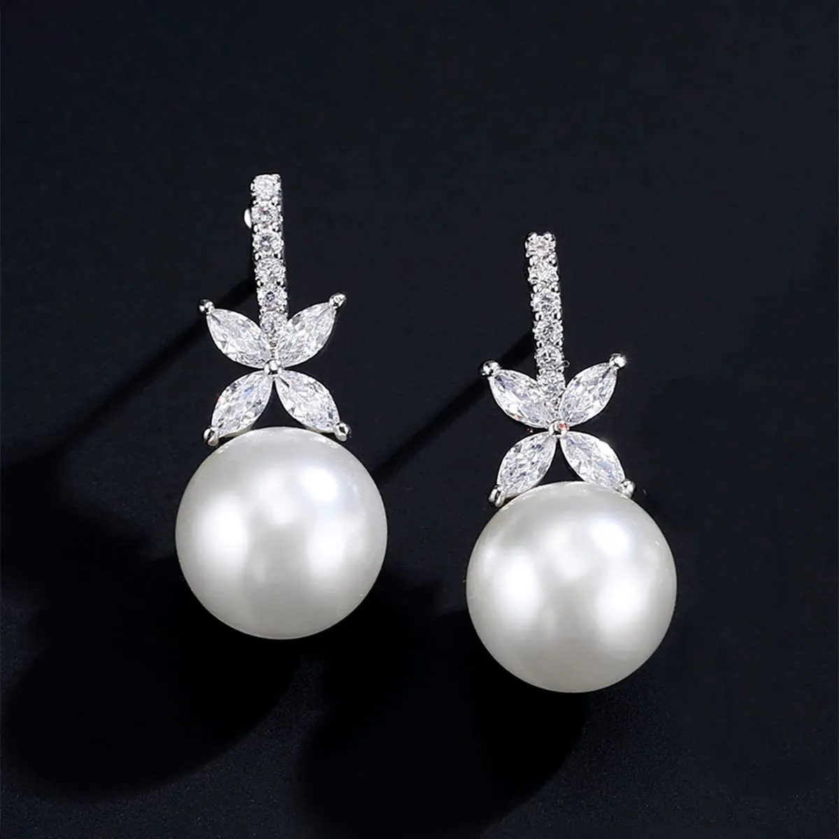 Yellow Chimes Earrings For Women Silver Toned Crystal Floral Designed Pearl Drop Earrings For Women and Girls