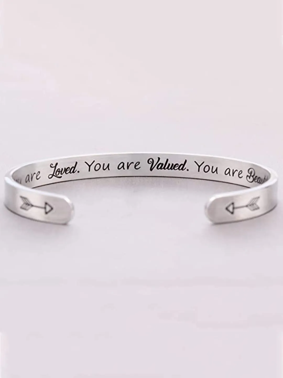 Yellow Chimes Kada Bracelet for Women Stainless Steel Engraved You are Loved,You are Valued,You are Beautiful Cuff Bracelet for Women and Girls