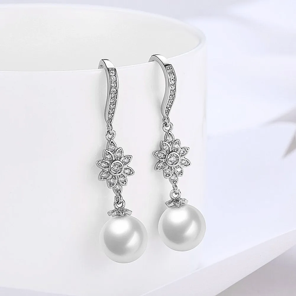 Yellow Chimes Pearl Drop Earrings for Women A5 Grade Crystal Fresh Water Pearl Silver Plated Drop Earrings for Women and Girls.