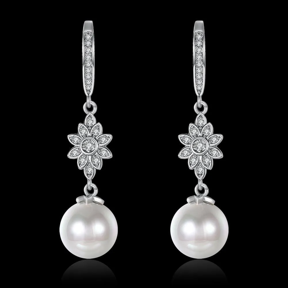 Yellow Chimes Pearl Drop Earrings for Women A5 Grade Crystal Fresh Water Pearl Silver Plated Drop Earrings for Women and Girls.