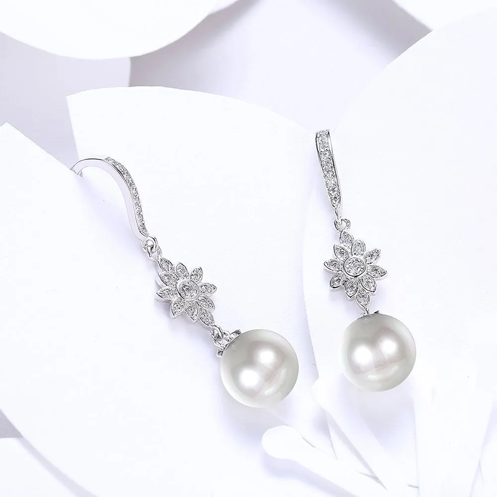 Yellow Chimes Pearl Drop Earrings for Women A5 Grade Crystal Fresh Water Pearl Silver Plated Drop Earrings for Women and Girls.